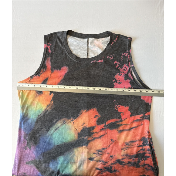 Boho Rainbow Tie Dye Maxi Asymmetric Dress Women's Plus 2XL Cozy Lounge Beach - Picture 6 of 7